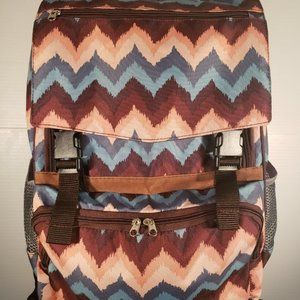 Backpack multicolor textured bag mesh to clips dual pocket system flap quality